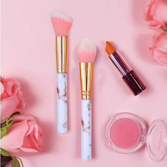 ✨HP ✨ 10 piece Pink Marble Makeup Brush Set - Picture 3 of 6